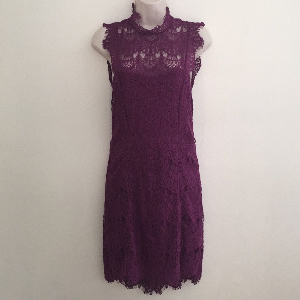 Free People Small Magenta Lace Backless Midi Dress